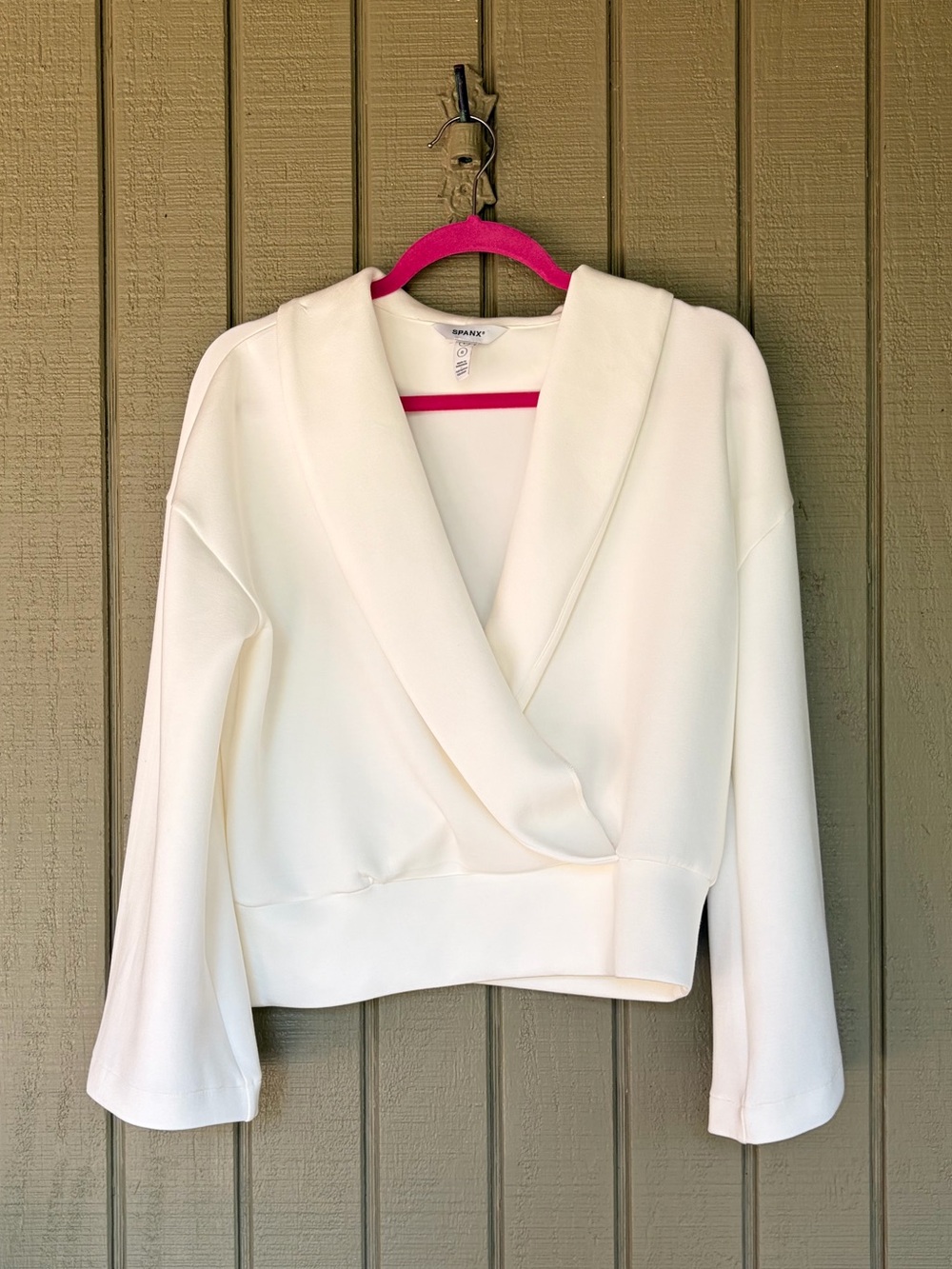 Spanx AirEssentials Shawl Collar Wrap Top White L